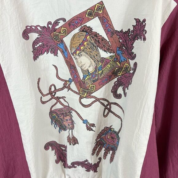 Vintage 80’s Native American Print Windbreaker Bomber Jacket - Picture 11 of 12